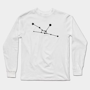 Taurus Zodiac Constellation in Black Long Sleeve T-Shirt